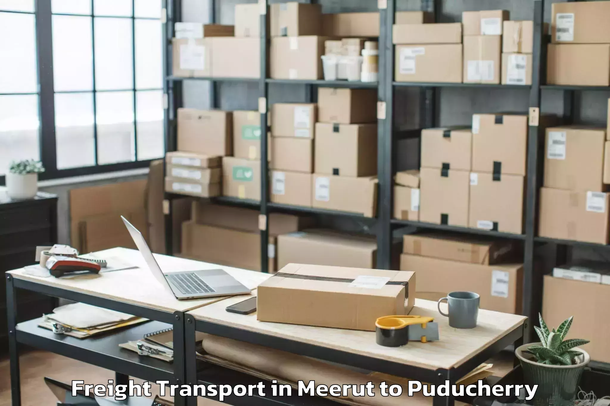 Top Meerut to Sri Balaji Vidyapeeth Puducher Freight Transport Available